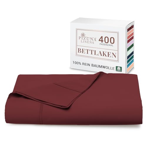 Pizuna Bettlaken 180x280 cm Baumwolle Ziegelrot 400 Fadenzahl