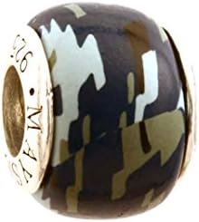 Navy US Digital Camo Camouflage Awareness Ribbon Bead Charm for Add-A-Bead Bracelets Clay & Sterling Silver by MAYselect