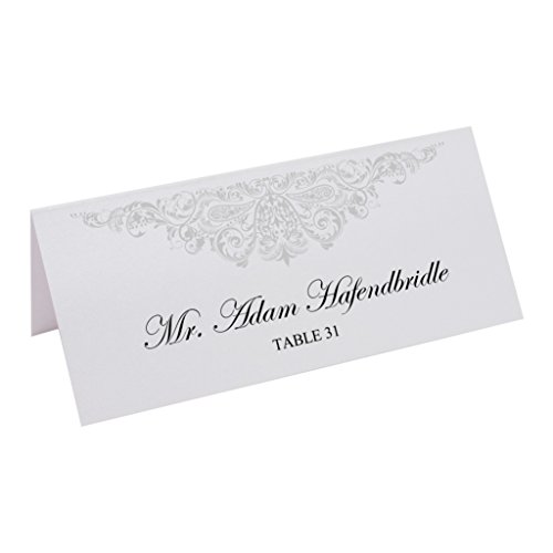 Documents and Designs Paisley Easy Print Place Cards (Select Color/Quantity), Pearl White, Silver, Set of 50 (9 Sheets) - Thumbnail 5