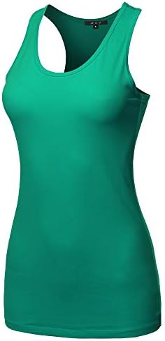 A2Y Women's Women's Basic Solid Soft Cotton Scoop Neck Racer-Back Tank Top
