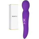 Cordless Wand Massager with 10 Powerful Speeds, MANFLY 100% Waterproof Rechargeable Handheld Body Massager, Purple