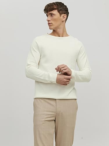Jjehill Knit Crew Neck Noos, Suéter Hombre, Cloud Dancer, M