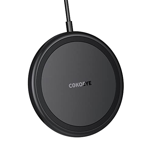 COKOEYE Wireless Charger 1-Pack 10W for iPhone Wireless Charger Pad, Fast Wireless Phone Adapter for iPhone 16/16 Plus/16 Pro/16 Pro Max/15 Pro/15/15 Plus/14/13 Series/Samsung S22/AirPods Pro 2