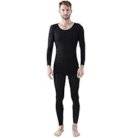 Sacow_ Thermal Underwear Set for Men, Seamless Elastic Thermal Inner Wear Thermal Underwear (Top & Bottom) (Black)