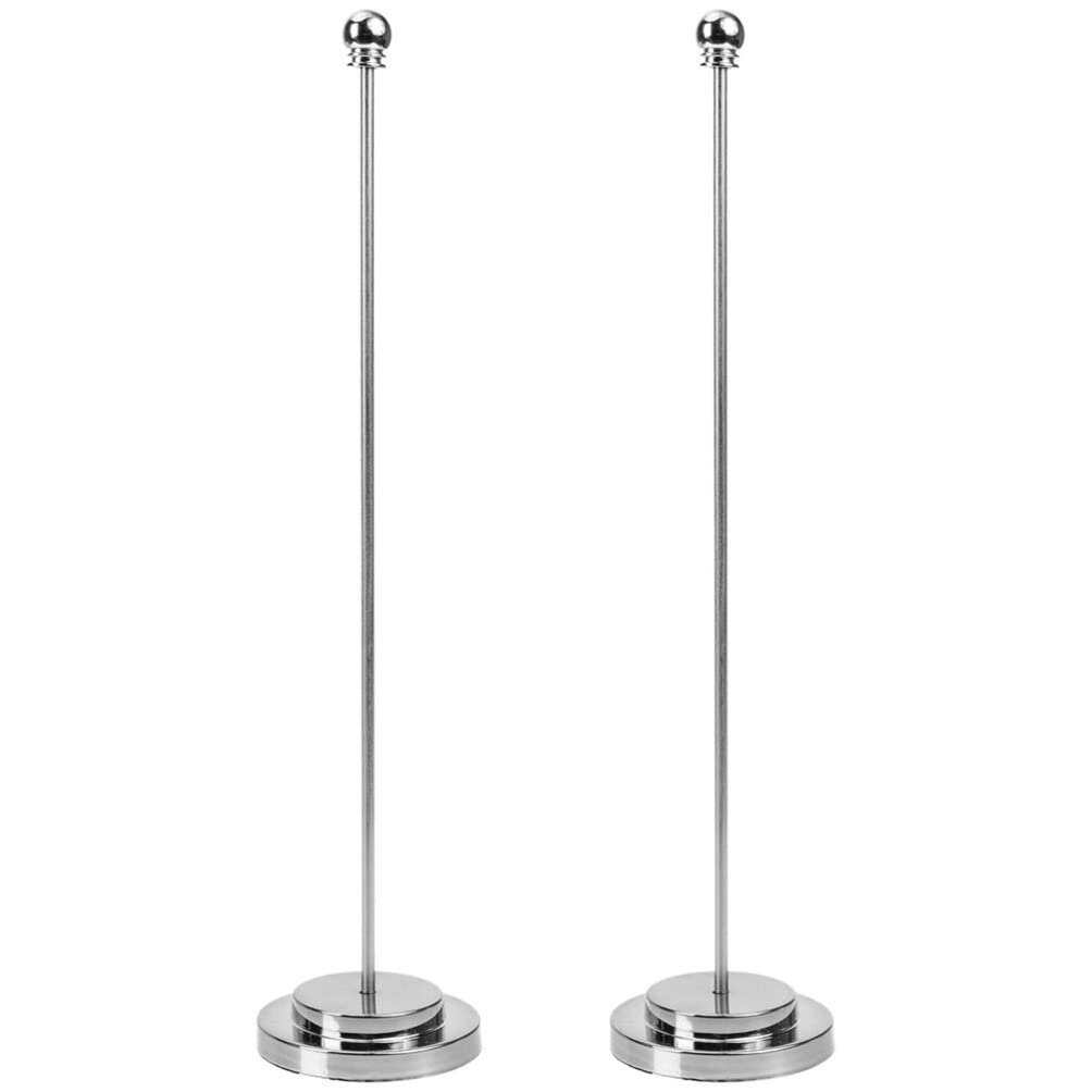 BESPORTBLE Desktop Stand Tabletop Flag Pole 2pcs Desk Flag Base Flagpole Bracket Holder Small Flag Sticks Stand for Office Meeting Room Car Silver Metal Brackets