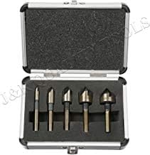 Premium M2 Countersink Bit Set with Carrying Case, 5 Piece | Tri-Flat Shank