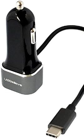 USB Type C Car Charger 27W with built in Cable - Car charger with USB-C Cable for Samsung Galaxy S8, Note 8, Nokia 8, LG V30, LG G6, Moto Z2, HTC U11 and Type-C Phone(USB-C Car Charger)
