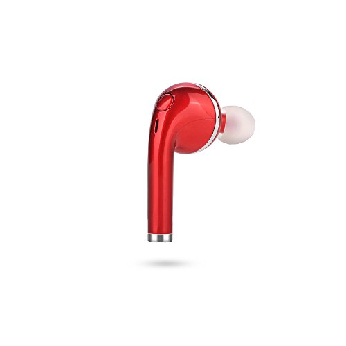 Wireless Headset Noise Cancelling Hand Free Smallest Earpiece with Mic iPhone Sport Wireless Earphone (Red)-VOVG-Single