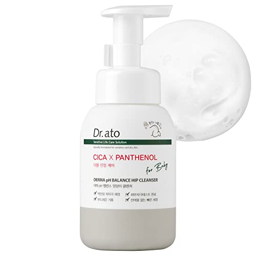 DR.ATO Derma pH Balance Hip Cleanser - Unscented Baby Wash to Prevent Redness & Rashes Caused by Diapers & Wipes - Moisturizing and Calming Baby Gentle Wash with Cica & Panthenol, 10.14 fl.oz.