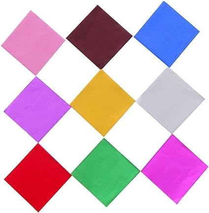 100Pcs Random Colour Aluminium Foil Christmas Candy Wrappers Chocolate Wrappers for Christmas DIY Candies and Chocolate Packaging, Baking Tools and Accessories Adorable Nice Design 10cm x 10cm