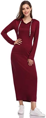 GloryStar Women Long Sleeve Pullover Hoodie Dress Stripe Pocket Slim  Sweatshirt Casual Maxi Dress, Wine-long, XXL price in Saudi Arabia | Amazon  Saudi Arabia | kanbkam