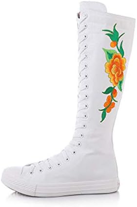 Girls New Embroidery Canvas Tall Punk Skate Classic Dancing Boot Sneakers Shoes