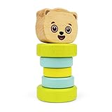 Bimi Boo Wooden Rattle - Wooden Baby Toys - Wooden Teether - Organic Baby Toys (Natural Beech Wood, Safe Water-Based Paint)