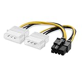 2 Pack 8 Pin PCIe to Dual 4 Pin Molex LP4 Power Cable Adapter (Video Graphics Card Power Cable) 7.8 Inches