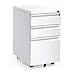 INTERGREAT 3 Drawer Filing Cabinet with Lock, White Mobile File Cabinet with Wheels, Rolling Small Metal Cabinets Under Desk for Home Office, Assembled
