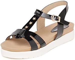 MarcLoire Women Floaters & Outdoor Sandals, Girls Fashion Floaters Sandals, Open Toe Sandals with Buckle Closure, Flatform Sandals - Synthetic, Black