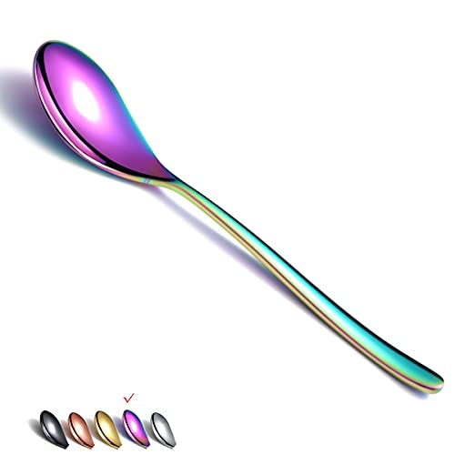 Rainbow Dinner Spoons 6 Piece, 8.1'' Stainless Steel Tablespoons, Soup
