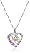 Amazon Collection Sterling Silver Created Pink Sapphire with Created White Sapphire Mom Heart Pendant Necklace, 18