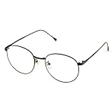 Cyxus Blue Light Blocking Glasses for Anti Eye Strain Headache Computer Use Eyewear, Retro Round Metal Frame (Black)