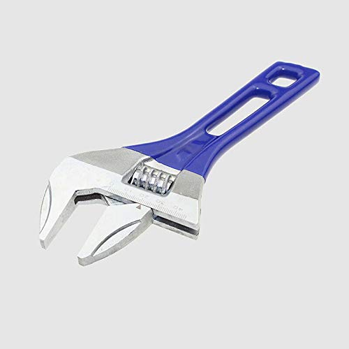 Adjustable Wrench Lightweight Wrench Compact Soft Grip Wide Mouth Wide Jaw Hand Tool with 34mm Wide Jaw Capacity Blue Short (6"/150mm)