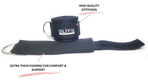 ELITE ATHLETICS Ankle Straps for Cable Machines and Resistance Bands Set with Carry Bag- Premium Fitness Ankle Straps Attachment with Ankle Cuffs, Workout for Leg, Butt, Thigh, Abs