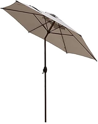 Amazon Com Abba Patio 9ft Patio Umbrella Outdoor Umbrella Patio Market Table Umbrella With Push Button Tilt And Crank For Garden Lawn Deck Backyard Pool Beige Garden Outdoor