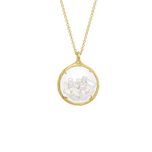 Birthstone shaker floating crystal stone necklace (june…