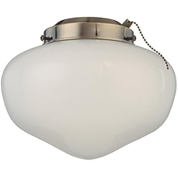 Westinghouse Lighting 7785100 LED Schoolhouse Indoor/Outdoor Energy Star Ceiling Fan Light Kit, Antique Brass Finish with White Opal Glass