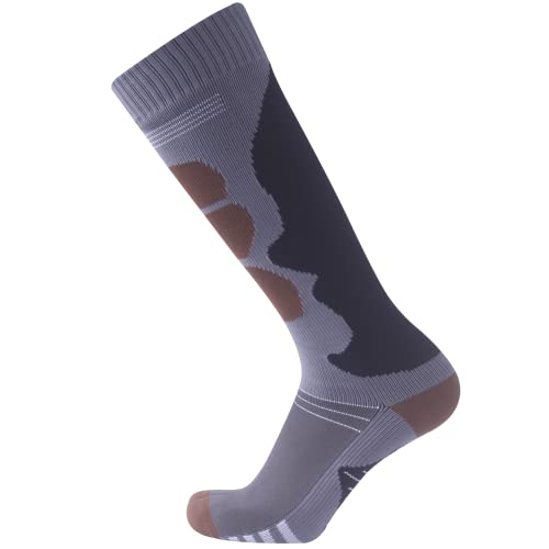 SuMade Women's Knee High Waterproof Socks - Gortex, Tall Dry Feet Comfortable Cushioned Moisture Wicking Cycling Camping Fishing Socks - 1 Pair (Gray&Brown, X-Small) at Amazon