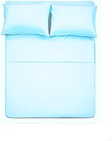 Microfiber Queen Bedding Flat Sheet, Ultra Soft and Wrinkle, Fade, Stain Resistant Top Sheet (Light Blue, Queen)