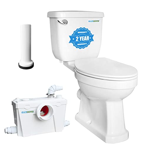 500watt Macerating Toilet with Pump, Upflush Toilet for Basement with 4
