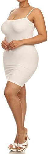 Women PLUS SIZE Solid Seamless Long Cami Tank Top Spaghetti Straps Mini Dress