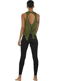 icyzone Camisetas sin mangas de espalda abierta, para ejercicio, yoga, para mujer