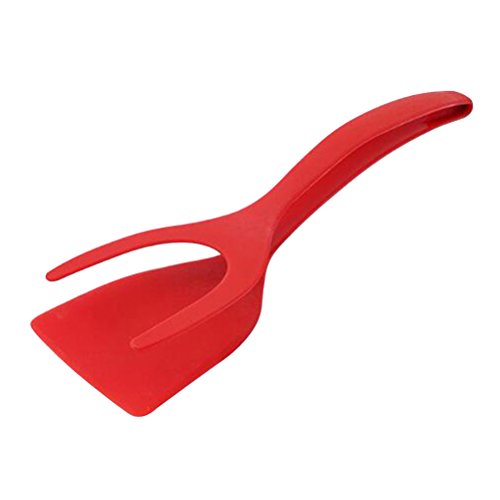 BESTONZON Silicone Egg Spatula 2 In 1 Grip And Flip Spatula Home Kitchen Cooking Tool (Red)