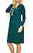 AUSELILY Women's Long Sleeve Pleated Loose Swing Casual Dress with Pockets Knee Length (S, Dark Green)