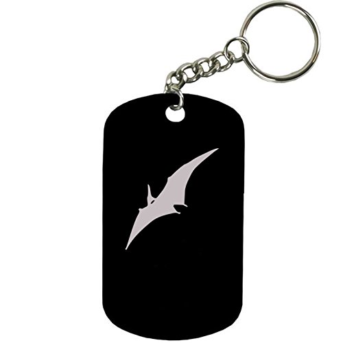 Personalized Engraved Custom Pterodactyl 2-inch Colored Anodized Aluminum Customizable Keychain Dog Tag, Black