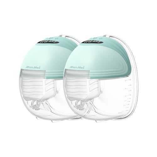 MomMed Wearable Breast Pump, S21 Portable Hands-Free Electric Breast Pump, Painless Breastfeeding Breast Pump Can Be Worn in-Bra, with 3 Mode & 12 Levels, Leak-Proof Design & Low Noise, 24mm Flange