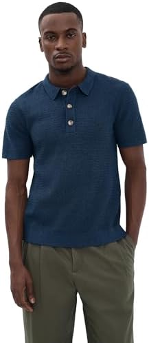 Onia Men's Towel Terry Johnny Collar Polo, Deep Navy, S at Amazon