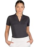 Three Sixty Six Women's Short Sleeve Collarless Golf Polo Shirt - Dry Fit, Breathable, Compression Golf Tops