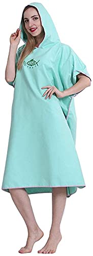miuline Changing Towel Poncho with Hood Quick Dry Swim Drying Robe Microfibre Beach Towel for Adults Womens Men One Size Fit All (green)