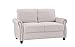 Classic Living Room Linen Loveseat with Nailhead Trim and Storage Space (Beige)