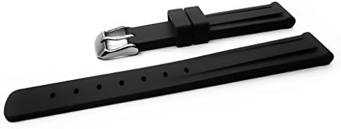 YQI Soft Rubber Watch Bands 18mm 20mm 22mm Black Blue Silicone Watch Straps (22mm, Black)