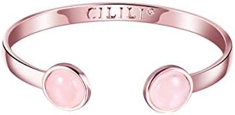 Design Cuff Bangl Bracelet Double Round Crystal Quartz Gemstones Fashion Jewelry Adjustable for Girls Women