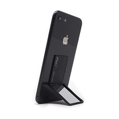 Flip Stand (aka Piggy Pro) Adjustable Phone Stand & Grip with Compact Mirror, Compatible with Magnet Car Mount (Black)