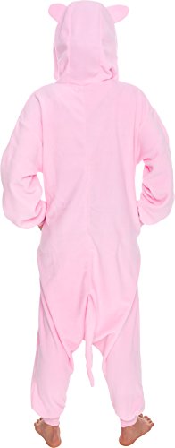 Silver Lilly Unisex Adult Pajamas - Plush One Piece Cosplay Pig Animal Costume (Pink, Medium) - Thumbnail 4