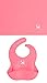 Chubby Bunny Premium Silicone Bib and Placemat with Pocket Set for Baby/Kids, Food Grade, Reusable, Dishwasher Safe, Pink