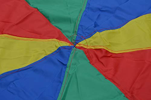 Erlsig 6 Foot Multicolored Play Parachute for Kids with 8 Handles Outdoor Camping Tent Picnic Mat Cooperative Games Birthday Gift with Bags for 3-8 Year Kids