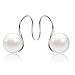 Pearl Drop Earrings 925 Sterling Silver White Freshwater Cultured Pearl Dangling Earrings for Women