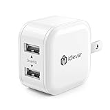 iClever BoostCube Mini IC-TC06 12W Dual Port Home/Travel USB Wall Charger with Foldable Plug for iPhone 7 / 6s / Plus, iPad Air 2 / mini 3, Galaxy S7 / S6 / S6 Edge / Edge+, Note 5 and More, White