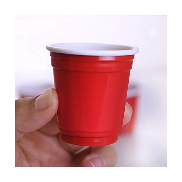 PARTY BARGAINS 2oz Plastic Shot Glasses (120 Pack) Mini Red